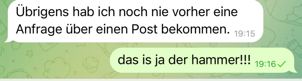 Nach dem Analyse Call hatte eine Kundin eine Anfrage über einen Insta Post